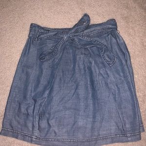 Front Bowtie Denim Skirt